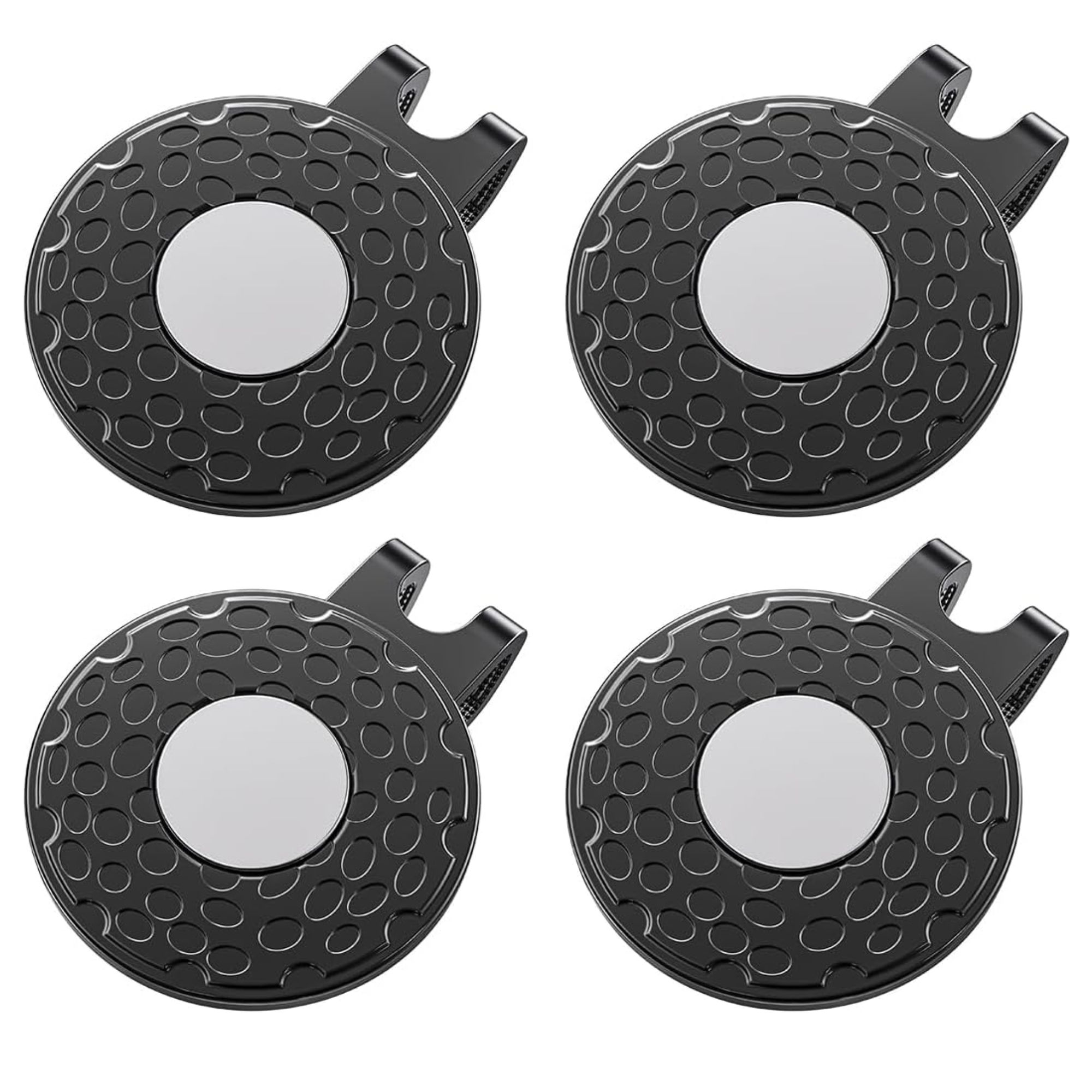 Ball Marker Set - คลิปหนีบหมวกกอล์ฟ 4 ชิ้น - โลหะผสมสังกะสีพร้อมแม่เหล็กแรงสูง, คลิปแม่เหล็กสำหรับติดหมวกและที่ทำเครื่องหมายลูกกอล์ฟ,
