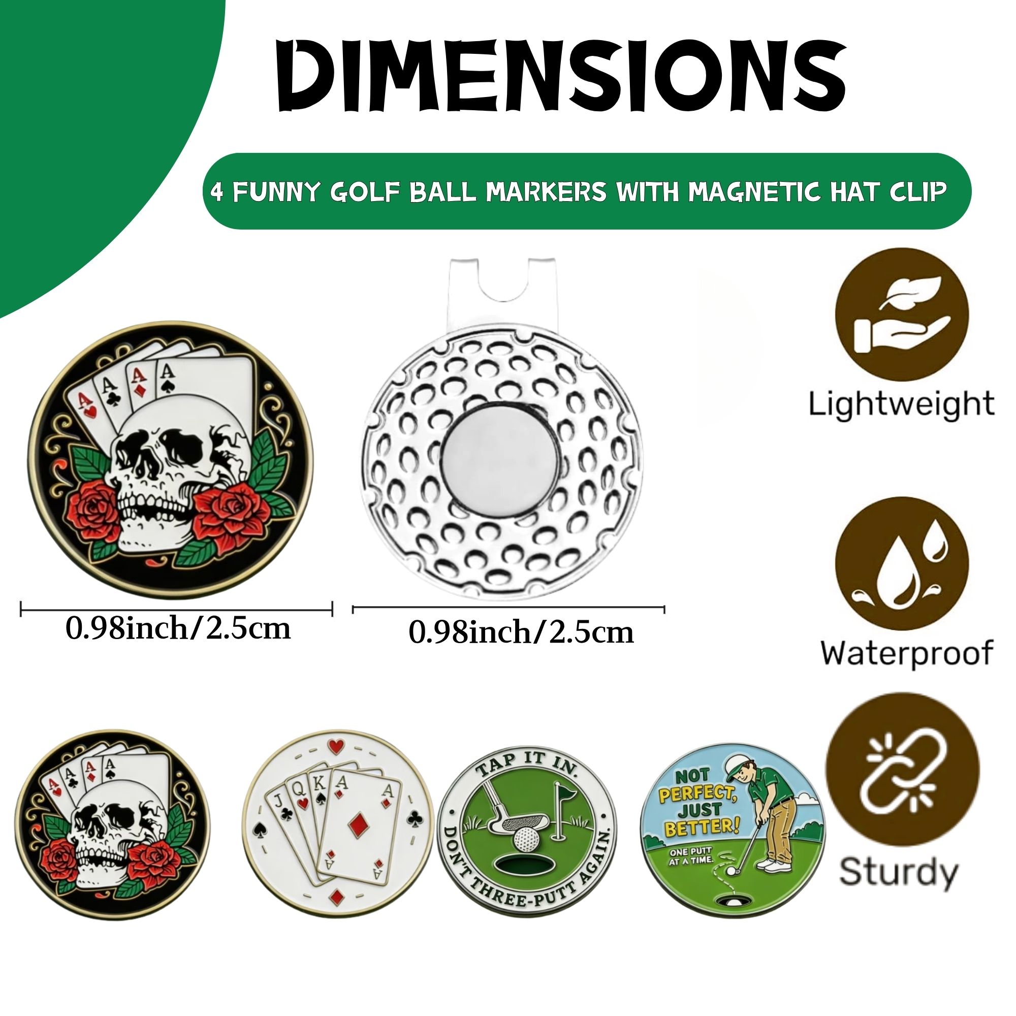 ชุดมาร์คเกอร์ลูกกอล์ฟ 4 ชิ้น พ - Ball Marker Set บทวิจารณ์และราคา