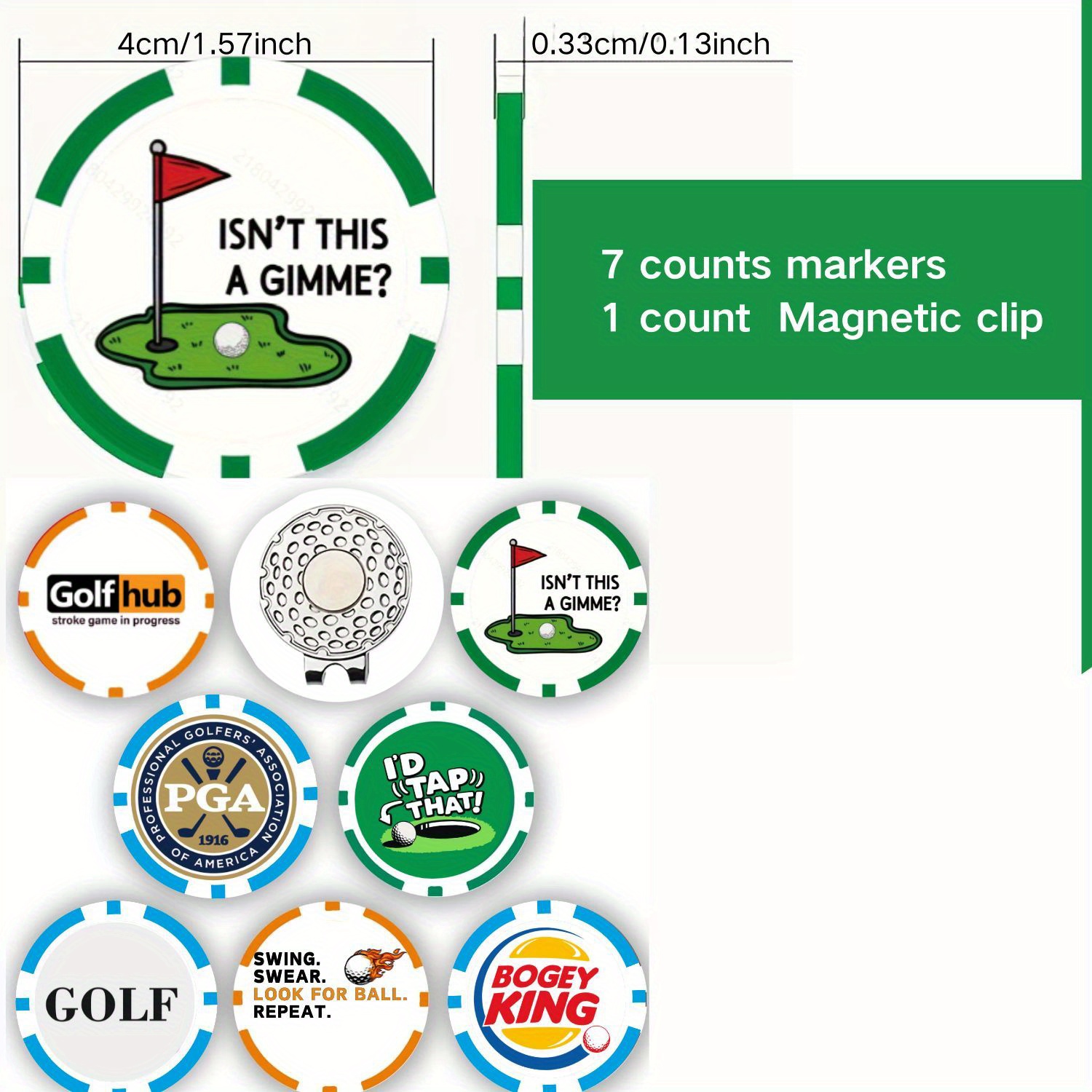 7 ชิ้น ที่ทำเครื่องหมายลูกกอล์ - Ball Marker Set บทวิจารณ์และราคา